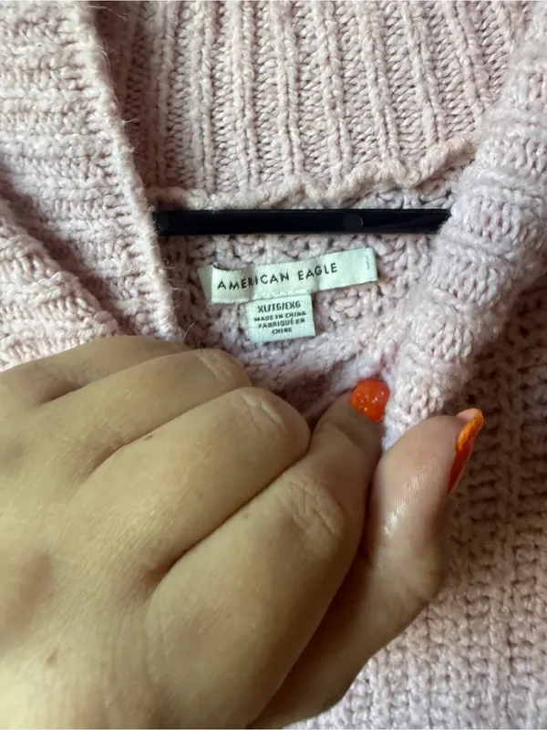 American Eagle Pink Chunky Knit Mock Neck Sweater Women’s XXL - Image 3