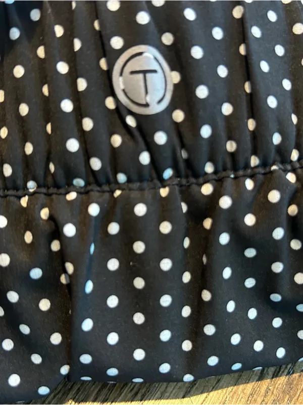 Talbots Activewear Black Skort with white polka dots racing stripe - Size LP - Image 7