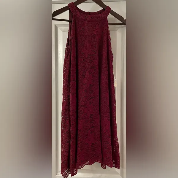 Altar’d State Halter Dress, Burgundy Size Small - Image 3