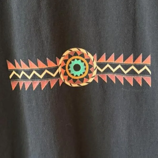 Vintage 90s Southwestern Geometric Graphic T Shirt Black Tribal Desert Print - Image 6