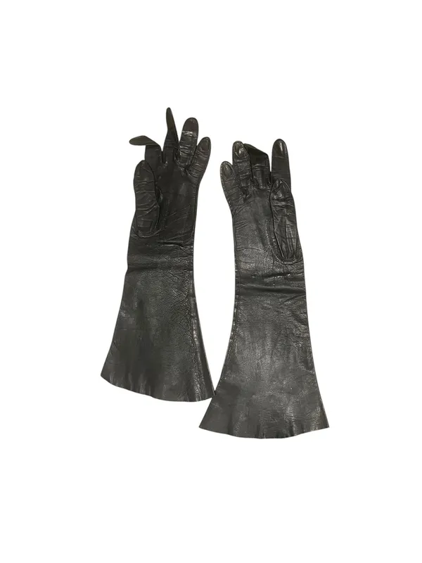 Aris Kasanova Vintage Black Leather Opera Gloves Formal Costume USA 6 1/4 - Image 2