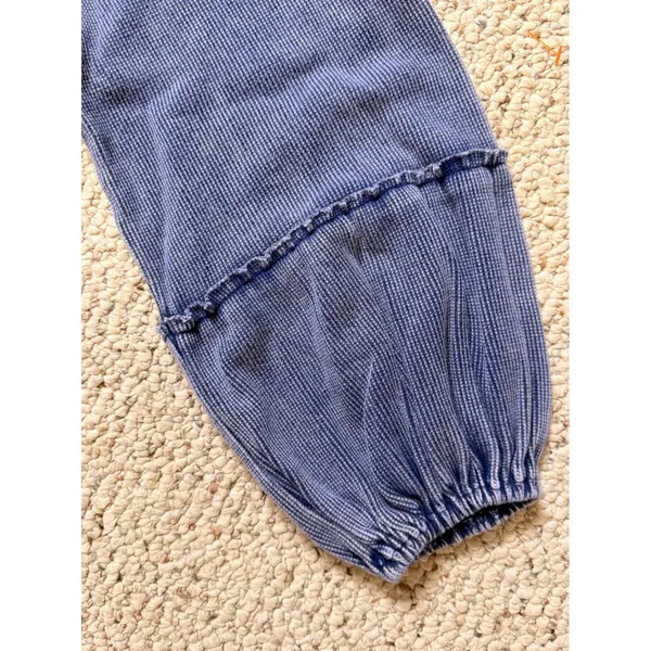NWT Altar'd State Cropped Mineral Wash Indigo Ribbed Peplum Top S Cottagecore - Image 9