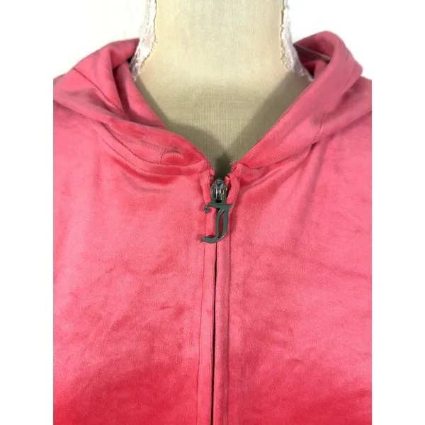 Juicy Couture NWT Pink Velour Zip Hoodie L Rhinestone Logo Y2K McBling - Image 8