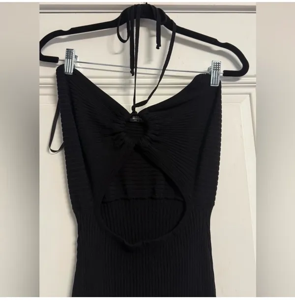 miss lola black ribbed cutout halter maxi dress size s 🖤 - Image 11