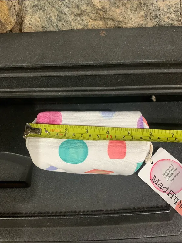 Mad Hippie Mini Cosmetic Bag White Multicolor Dots Travel Makeup Pouch Zip Case - Image 8