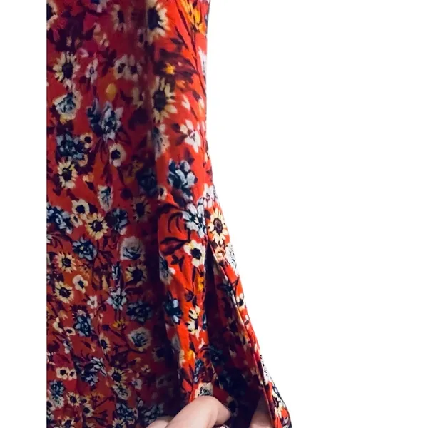 B-O-G Collective Orange Floral Button Front Lace Up‎ Back Mini Dress Small - Image 10