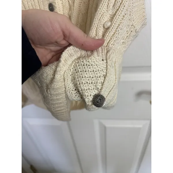 Karen Scott Vtg 90s Neutral Cable Knit Button Sweater Vest Fisherman Cottage Grandpa M Ramie - Image 6
