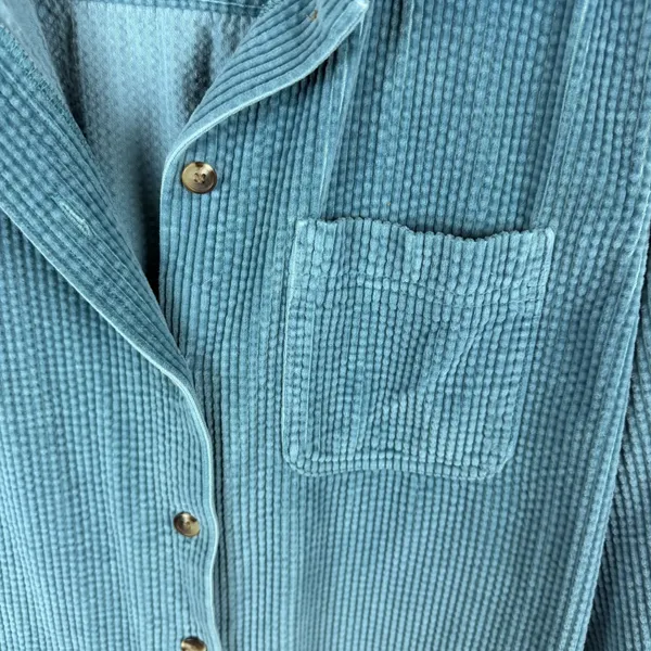 LL Bean Corduroy Button Down Shirt Size MP Shacket Teal Gorpcore Outdoors Rustic Blue - Image 2