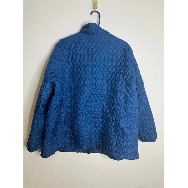 Lands' End Quilted Jacket Womens 3X Blue Good Primaloft Insulated Full Zip Coat - Image 6