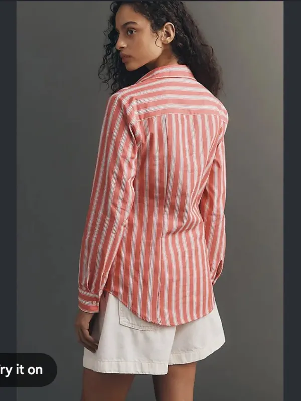 Anthropologie Maeve Bow Long-Sleeve Buttondown Top - Image 3
