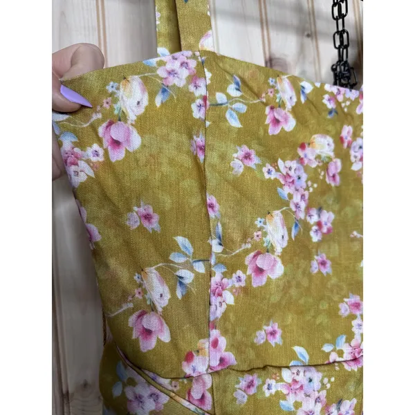 NWT Lulus Sunny Posture Chartreuse Floral Sleeveless Midi Dress Resort Size S - Image 7