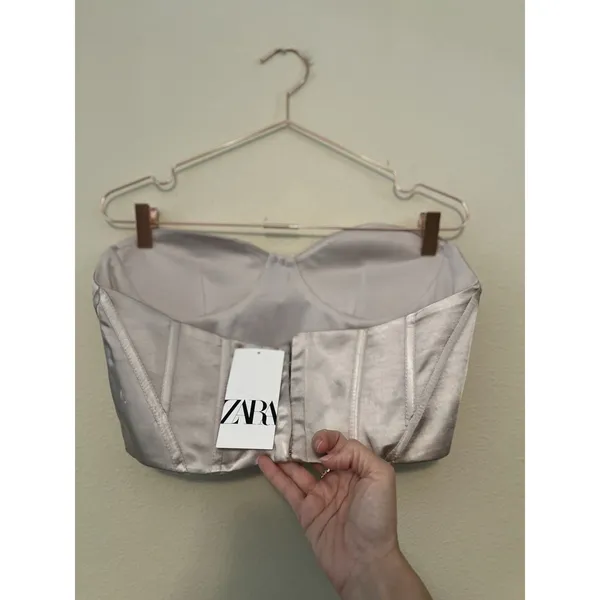 ZARA Satin Effect Corset‎ Size Large Tall Strapless - Image 2