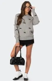 NEW EDIKTED SATIN BOW OVERSIZE SWEATER XL! - Image 2