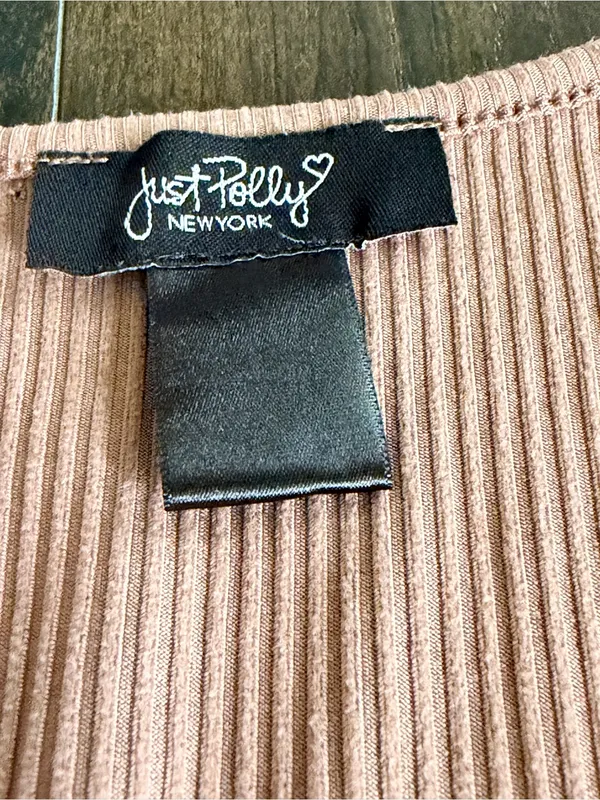 Light Brown Short Sleeve Cardigan and Tube Top Set - Image 3