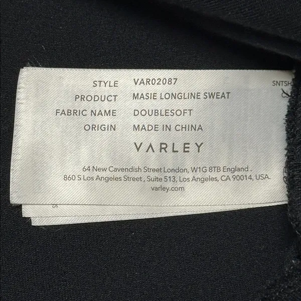 Varley Double Soft Black Masie Longline Sweat Shirt size S - Image 13