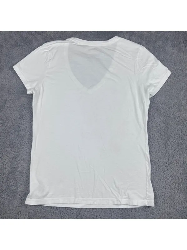 The North Face Womens White Organic Cotton V-Neck T-Shirt With Floral Graphic Pr - Image 6
