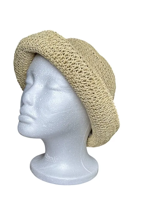 Natural Woven Paper Straw Bucket Hat | Beige Summer Sun Hat | Lightweight Beach - Image 2