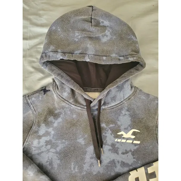 Hollister Hoodie Women Size Small Blue Tie-Dye Long Sleeve Pullover Logo FLAW - Image 4
