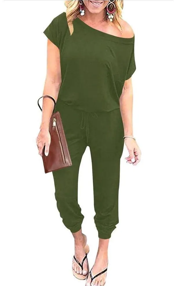 NEW Loose Off Shoulder Elastic Waist Stretchy Long Jumpsuit 2X - Image 3