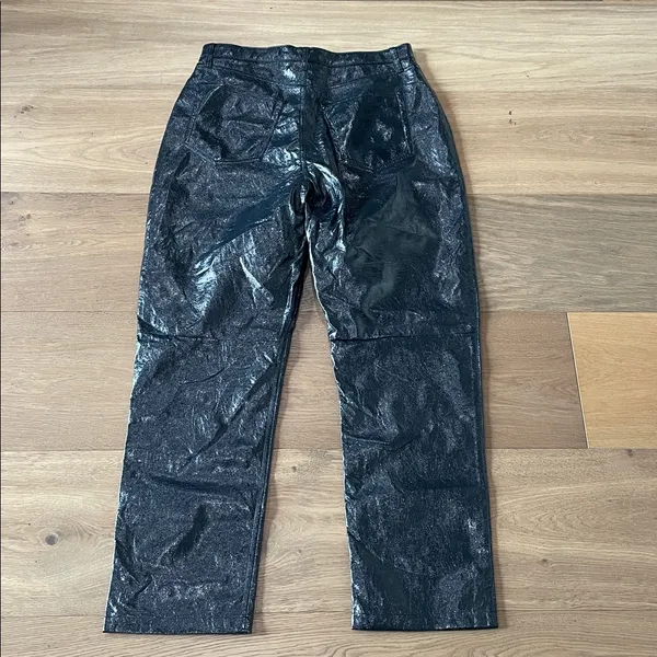 Abercrombie & Fitch 90s Straight Ultra High Rise Navy Vegan Leather Pants - Image 8