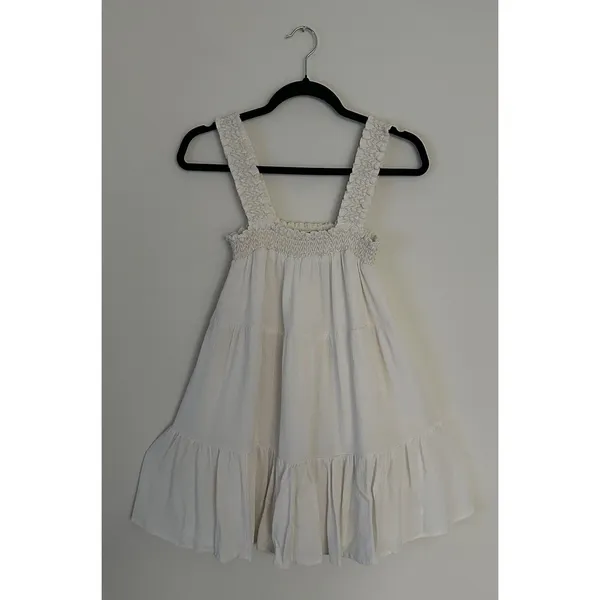 American Eagle Ivory Babydoll Dress with Smocked Bodice Size XS Lined boho style - Image 2