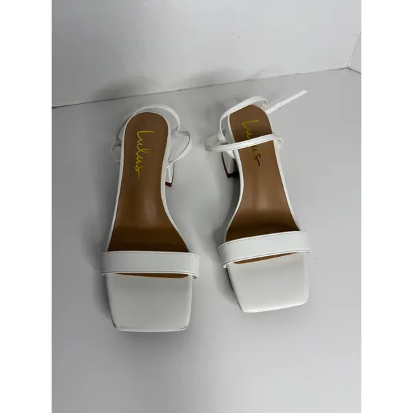 NWOB Lulus White Block Heel Strappy Shoes Size 6.5 Womens Square Toe - Image 3
