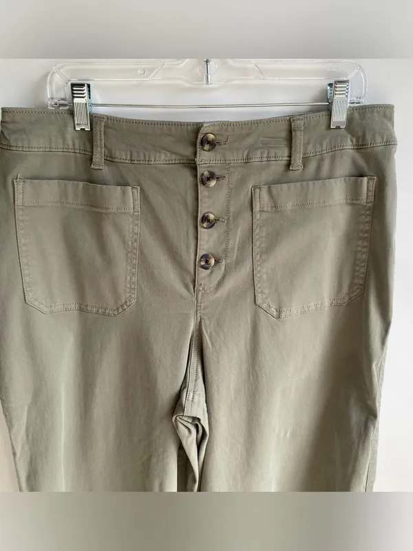 Sonoma wide leg crop pant sailor front olive green chino casual summer 16 - Image 2