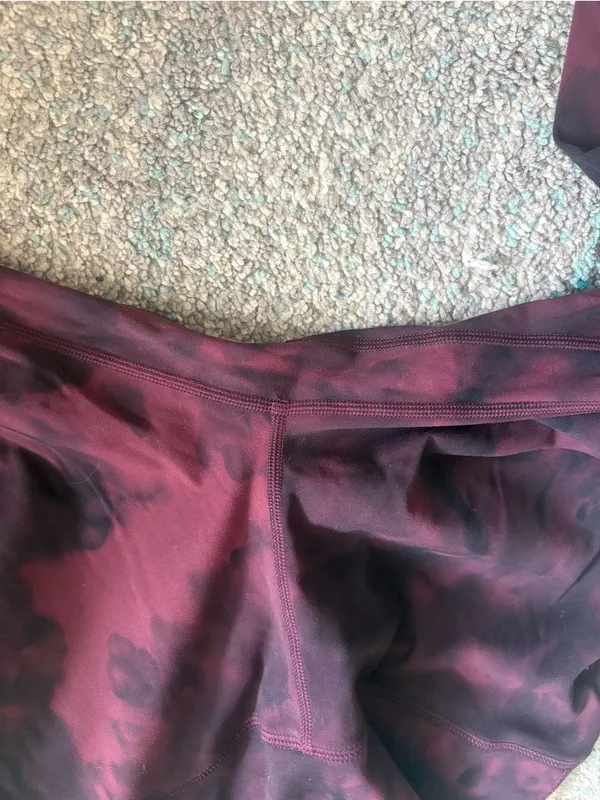 Women's High-Waist Maroon Tie-Dye Leggings - Image 7