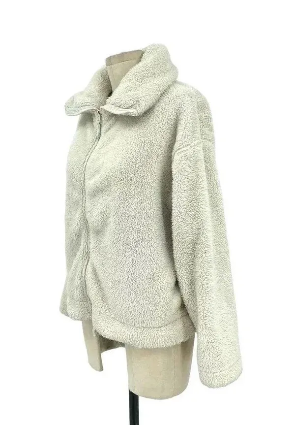 Free People Movement Dazed High Neck Full Zip Sherpa Fleece Jacket Ivory Size XS - Image 5