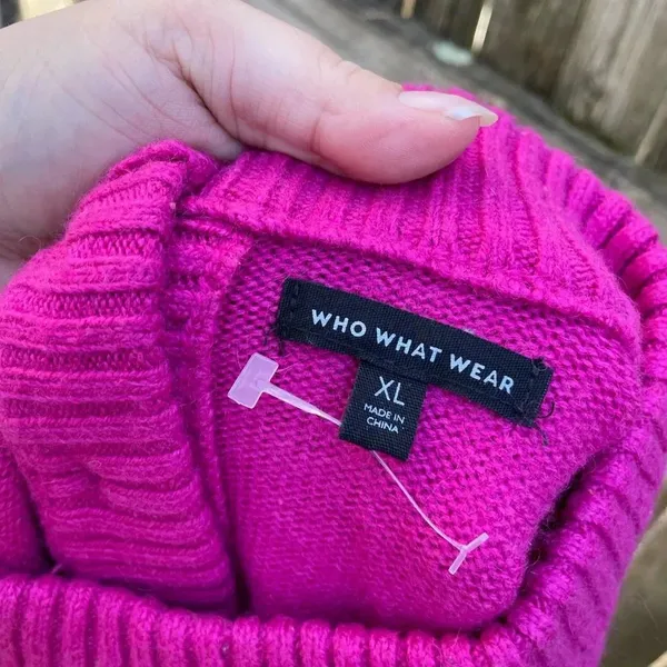 Who What Wear Hot Pink Wool Blend Mock Neck Sweater - Image 3
