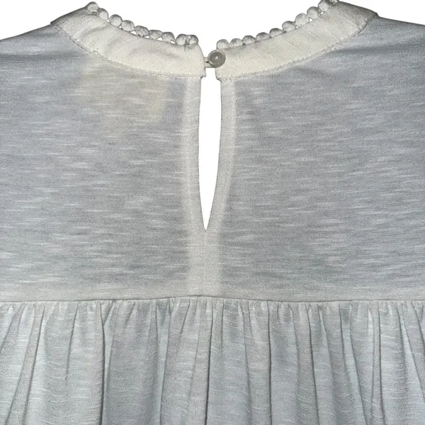 ANTHROPOLOGIE ELLA MARE Cream Lace Trim Pintuck‎ Blouse Top L/S EUC Size Medium - Image 7