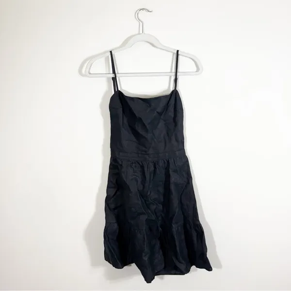 Reformation 100% Linen Black Mini Dress Open Back Size 6 - Image 2