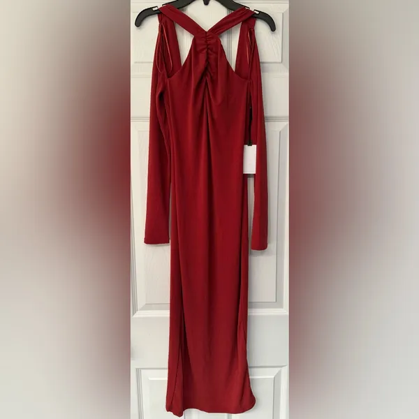 ASTR Wrapped Strap Women’s Red Maroon Rust Polyester Maxi Dress Size Small - Image 3
