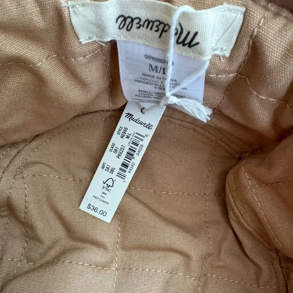 Madewell Reversible Quilted Bucket Hat in dusty blush NWT M/L - Image 5