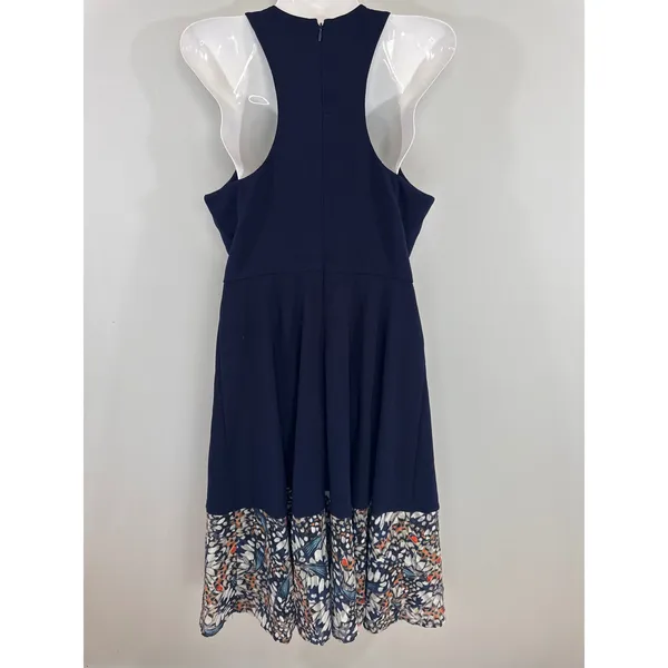 Hutch Navy Blue Butterfly Wing Print Hem Racerback Fit & Flare Dress 6 Whimsical - Image 5