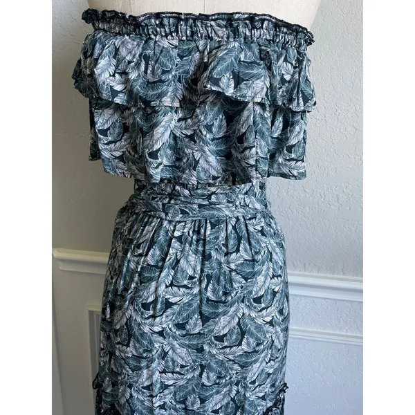 Fresha London Palm Print Maxi Dress Strapless Boho XS - Image 9