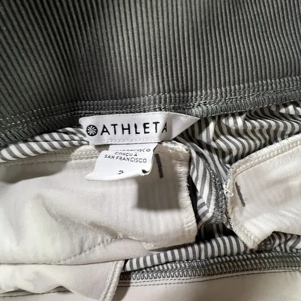 Athleta‎ Gray White Striped Brooklyn Ankle Pants Size 2 Pull On Stretch Casual - Image 6