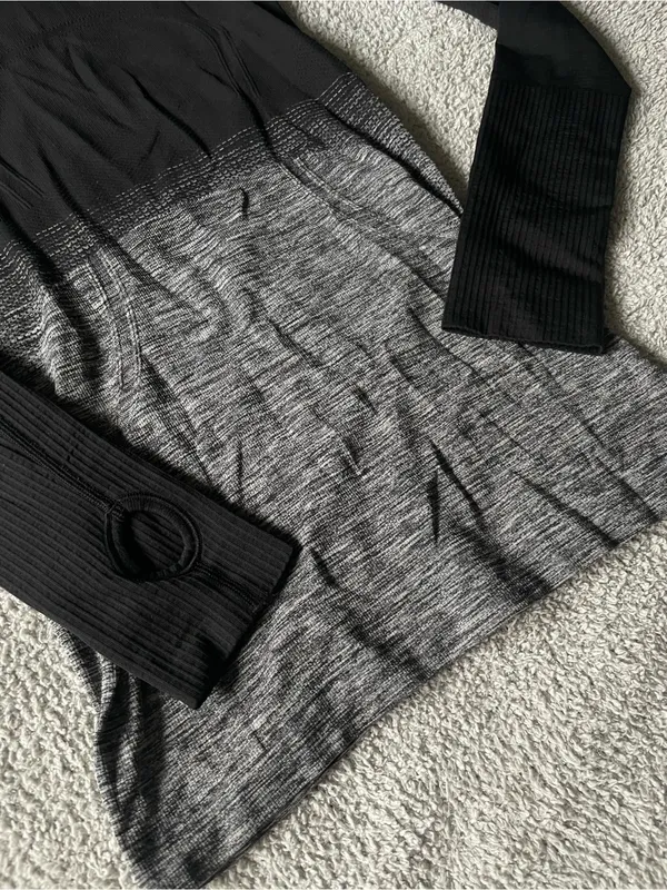 lululemon athletica Black to Gray Ombre Swiftly Long-Sleeve Performance Size 4 - Image 7