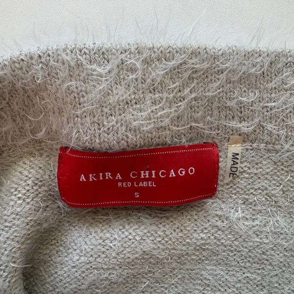 Akira Chicago Red Label Skirt Womens Small Grey Eyelash Knit Fuzzy Midi 18S1268 - Image 3