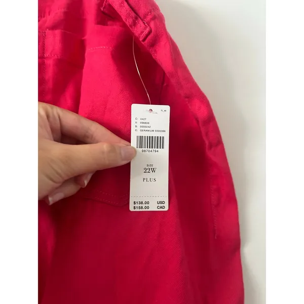 Anthropologie Maeve Colette Linen Blend Crop Wide Leg Pants Geranium NWT Size 22 - Image 4