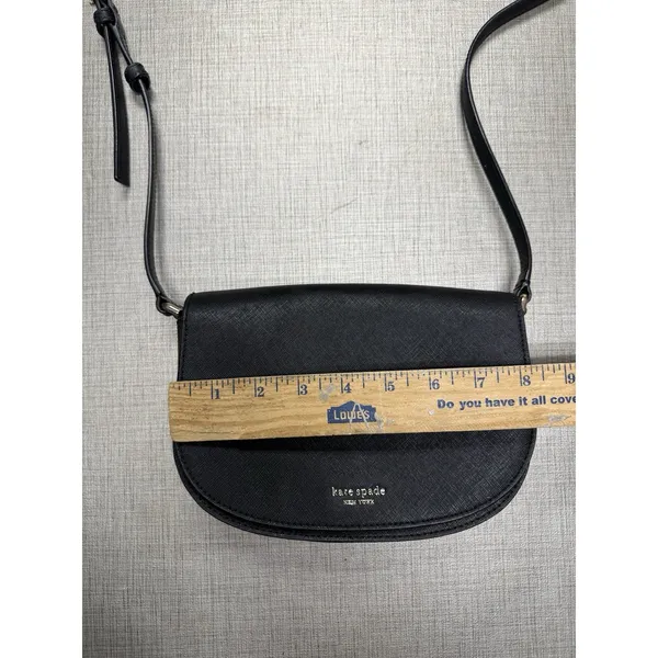 Kate Spade Black Saffiano Leather‎ Flap Style Small Crossbody Bag Purse ~ Euc - Image 5