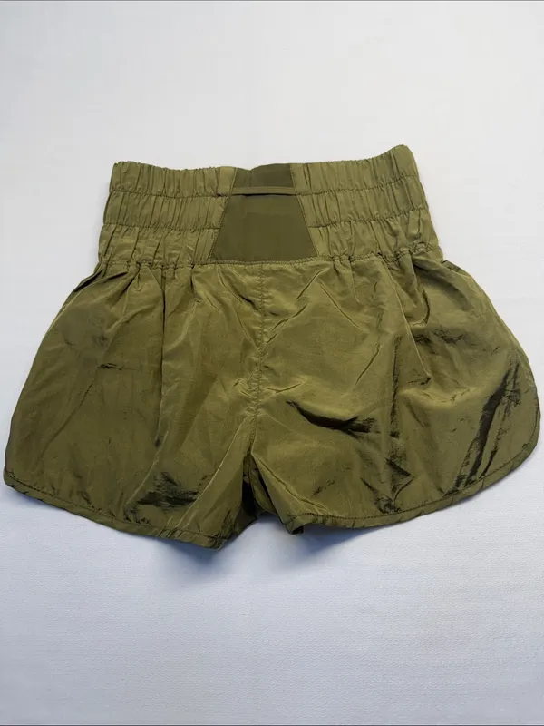 Free People Olive Smocked High-Waist Athletic Shorts - Image 6
