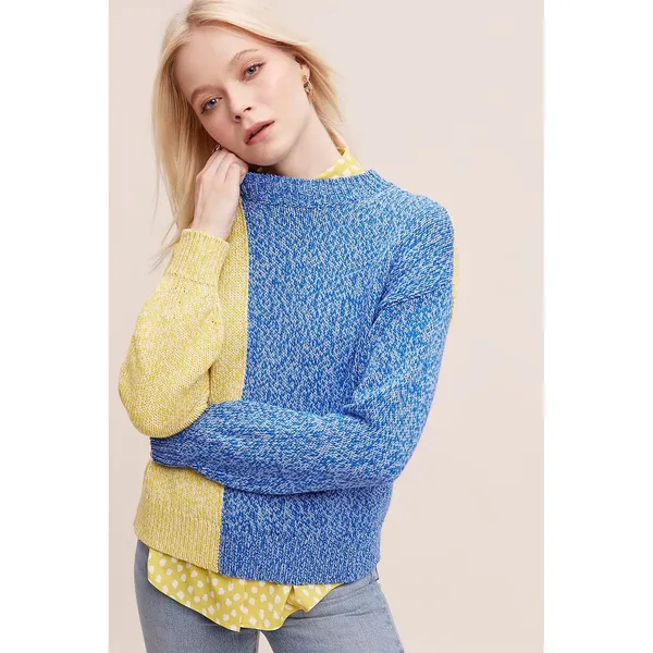 Anthropologie Chinti & Parker Colourblocked‎ Jumper Sweater Blue Yellow Small - Image 2