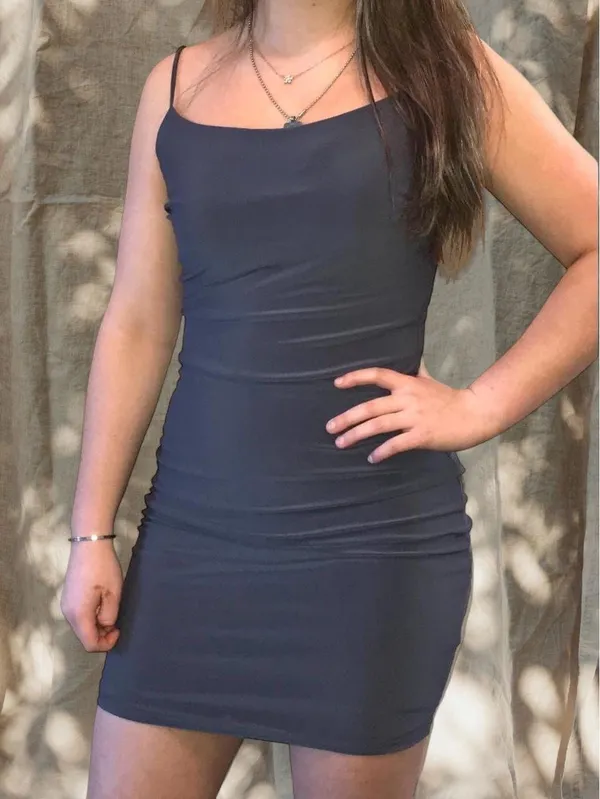 Windsor Bodycon Midi Dress Slate Blue Strappy - Image 4