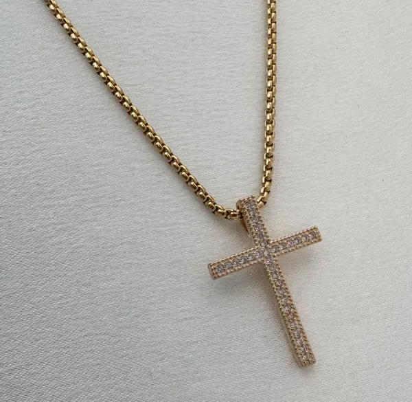 CZ Cross Pendant Necklace for Men Women,Streetwear Punk Hip Hop Unisex Style - Image 2