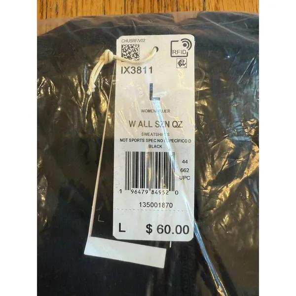 Adidas Sweatshirt Womens Large Black All SZN QZ Pullover Athletic Sport IX3811 - Image 7