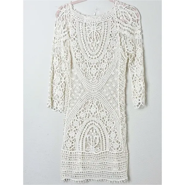 Jens Pirate Booty Free People Crochet Mini Dress Size XS off white / ivory - Image 5