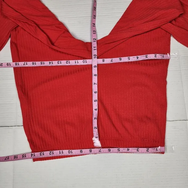 Billabong Easy Waves Pants Ribbed Wide Leg Cropped Red Coral Size L - Image 7