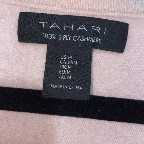 Tahari Cashmere Sweater Soft Pink Women M Contemporary Minimalist Office Modest - Image 4