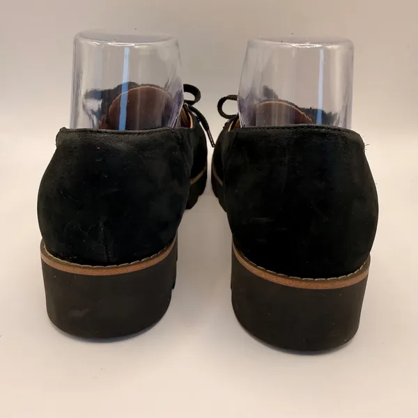 Vionic Teagan Black Suede Lug Sole Platform Loafers Womens Size 7 Moc Toe Lace - Image 6